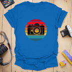 T-Shirt With Retro Camera Sunset Graphic