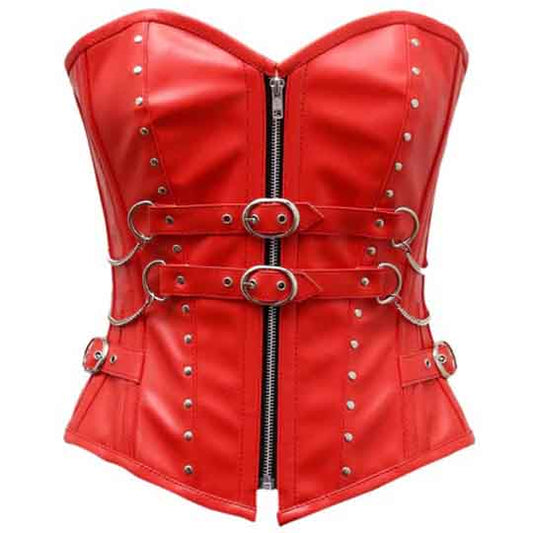Red Leather Overbust Corset