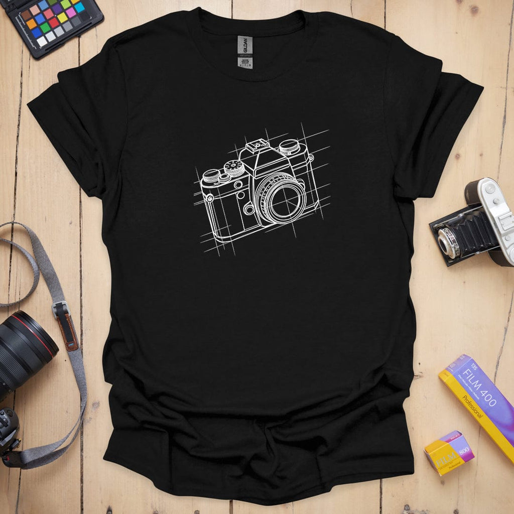 T-Shirt With Camera Blueprint Schematic Design