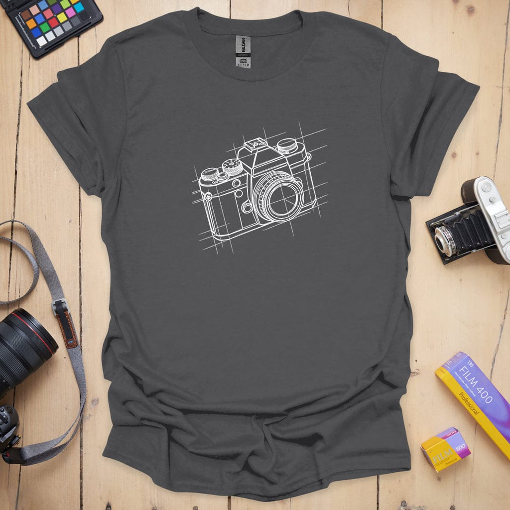 T-Shirt With Camera Blueprint Schematic Design
