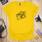 T-Shirt With Camera Blueprint Schematic Design