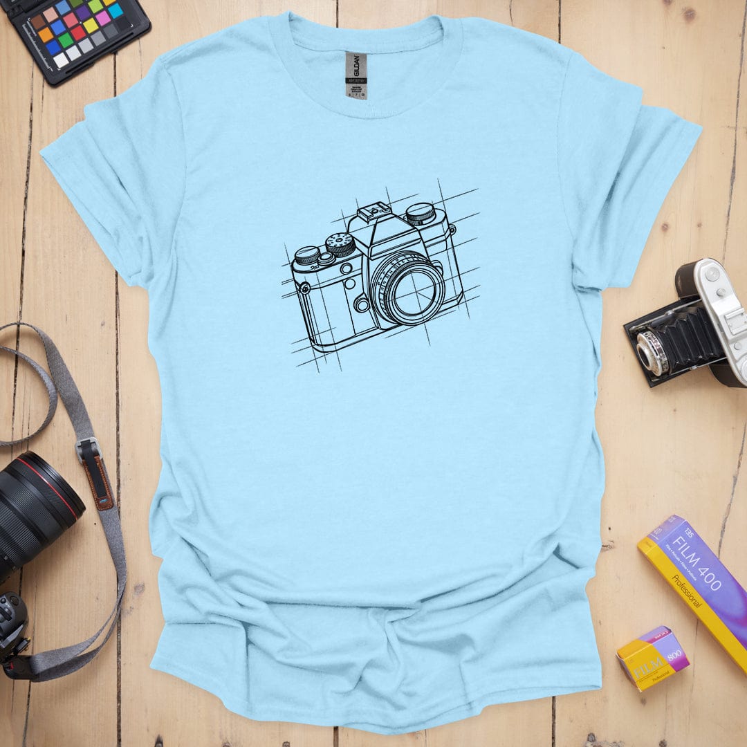 T-Shirt With Camera Blueprint Schematic Design