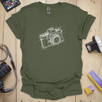T-Shirt With Camera Blueprint Schematic Design