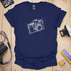 T-Shirt With Camera Blueprint Schematic Design