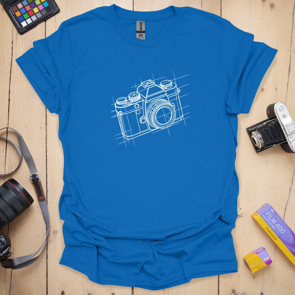 T-Shirt With Camera Blueprint Schematic Design