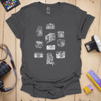 T-Shirt With Vintage Camera Sketchbook Design