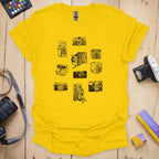 T-Shirt With Vintage Camera Sketchbook Design