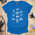 T-Shirt With Vintage Camera Sketchbook Design