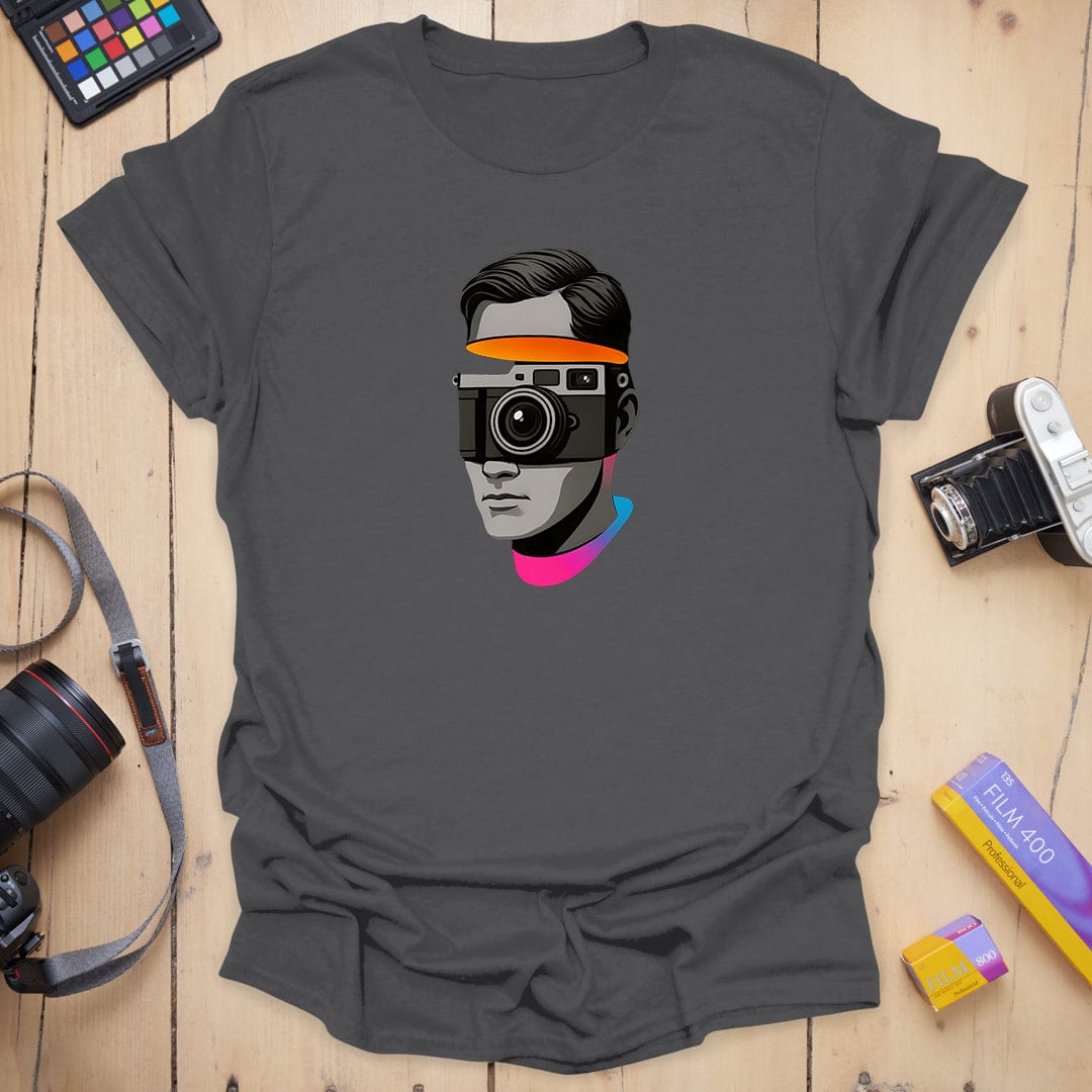 T-Shirt With Sliced Camera-Inspired Graphic