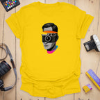 T-Shirt With Sliced Camera-Inspired Graphic