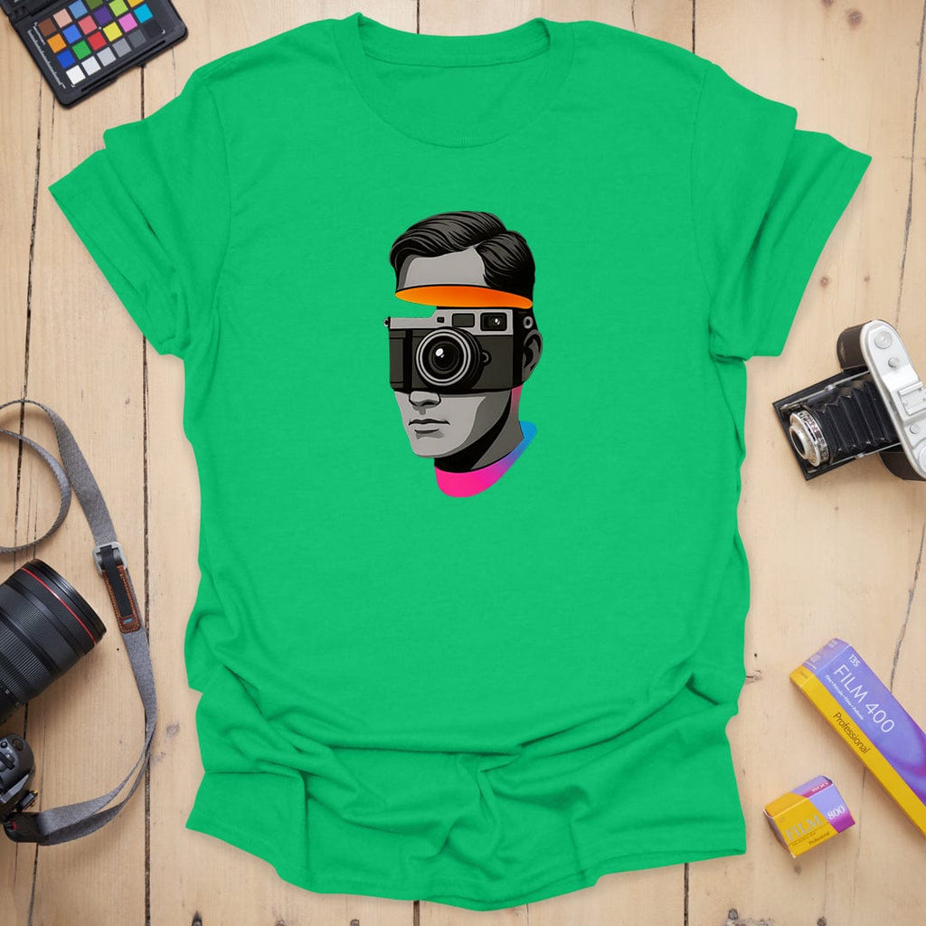 T-Shirt With Sliced Camera-Inspired Graphic