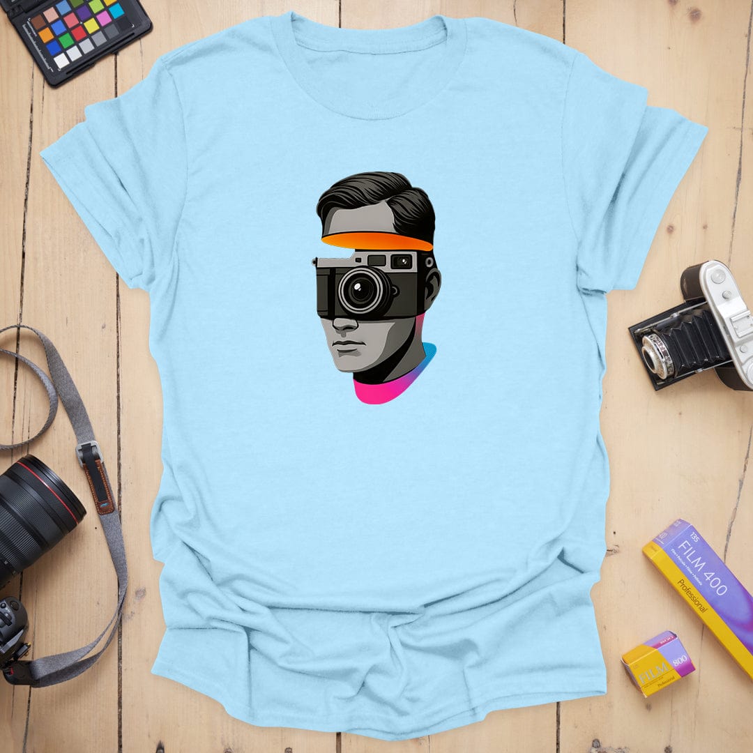 T-Shirt With Sliced Camera-Inspired Graphic