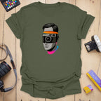 T-Shirt With Sliced Camera-Inspired Graphic