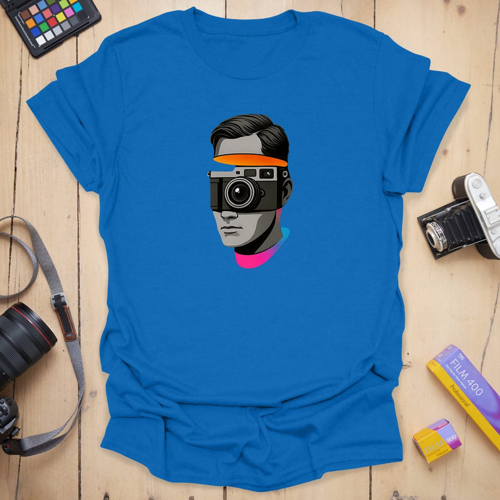 T-Shirt With Sliced Camera-Inspired Graphic