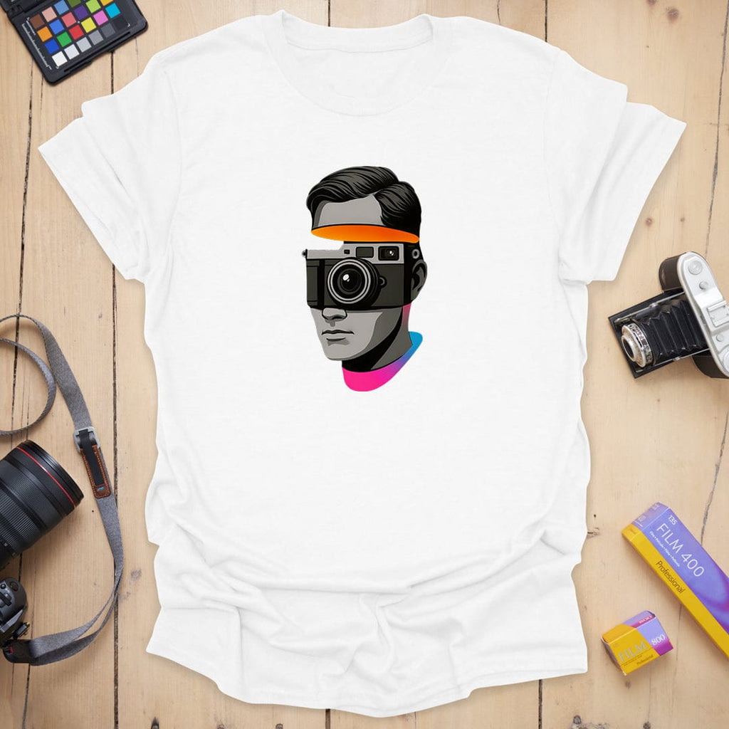 T-Shirt With Sliced Camera-Inspired Graphic