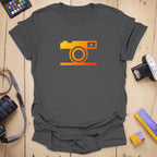 T-Shirt With Simple Color and Fiery Camera Graphic