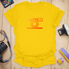 T-Shirt With Simple Color and Fiery Camera Graphic