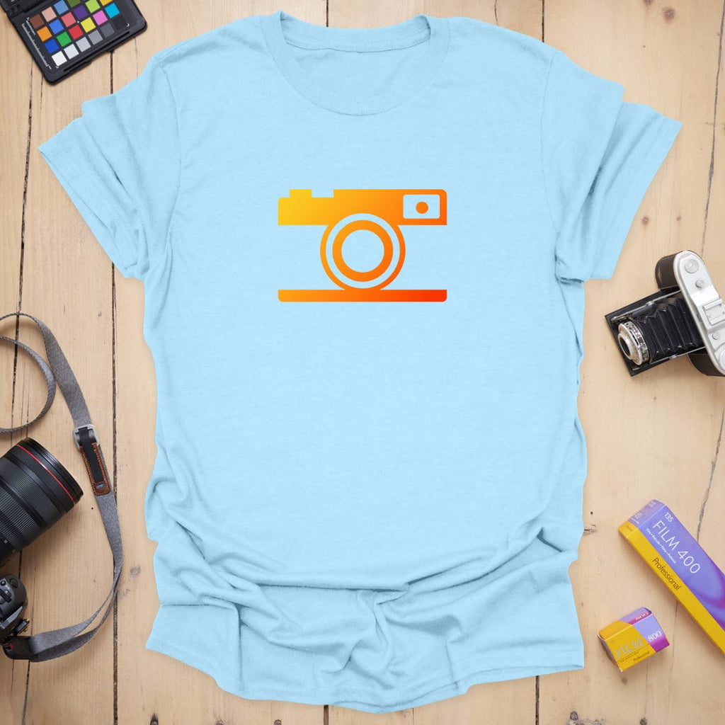 T-Shirt With Simple Color and Fiery Camera Graphic