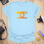 T-Shirt With Simple Color and Fiery Camera Graphic