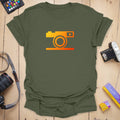 T-Shirt With Simple Color and Fiery Camera Graphic