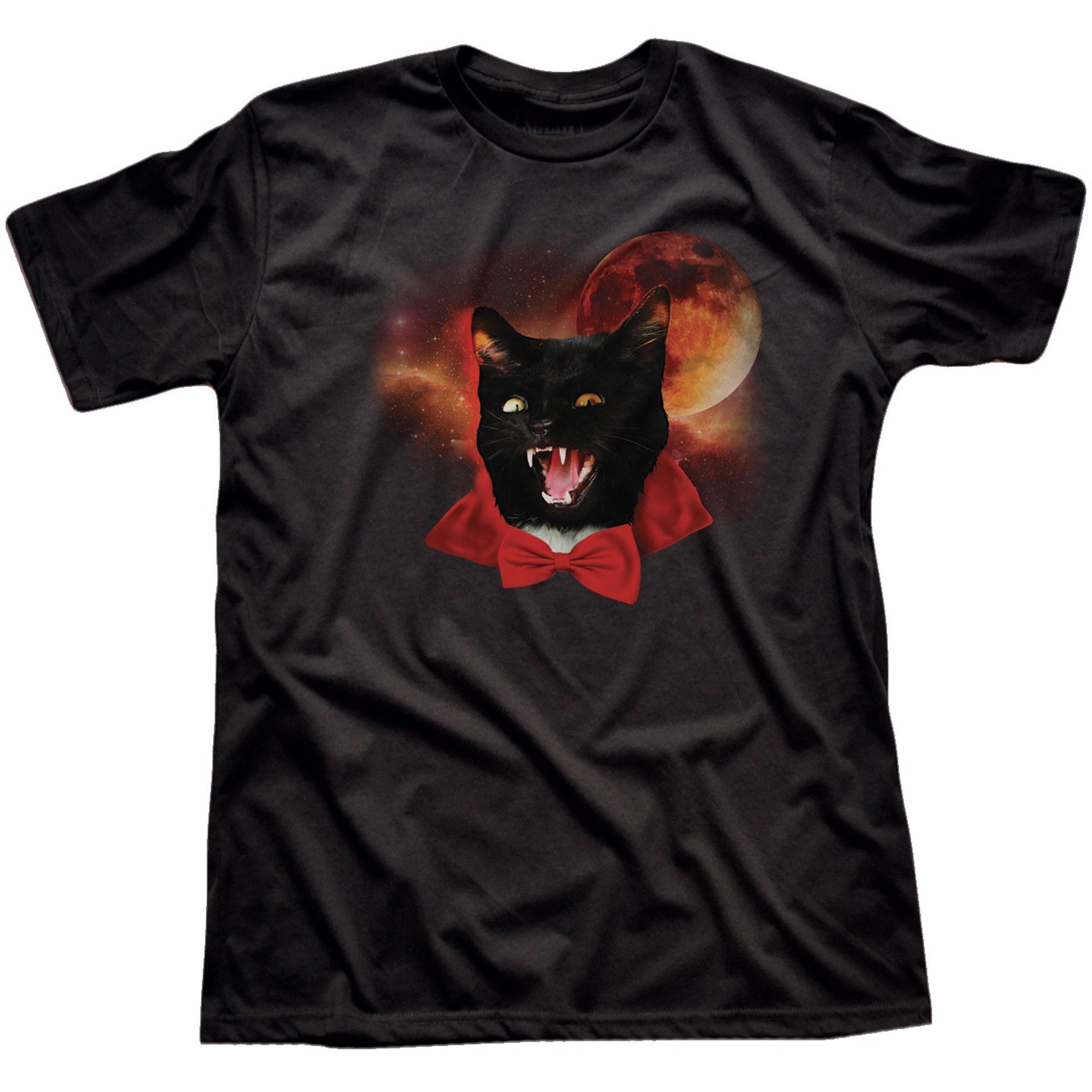Men's Catula Funny Graphic T-Shirt | Cool Cat Dracula  Tee | Solid Threads