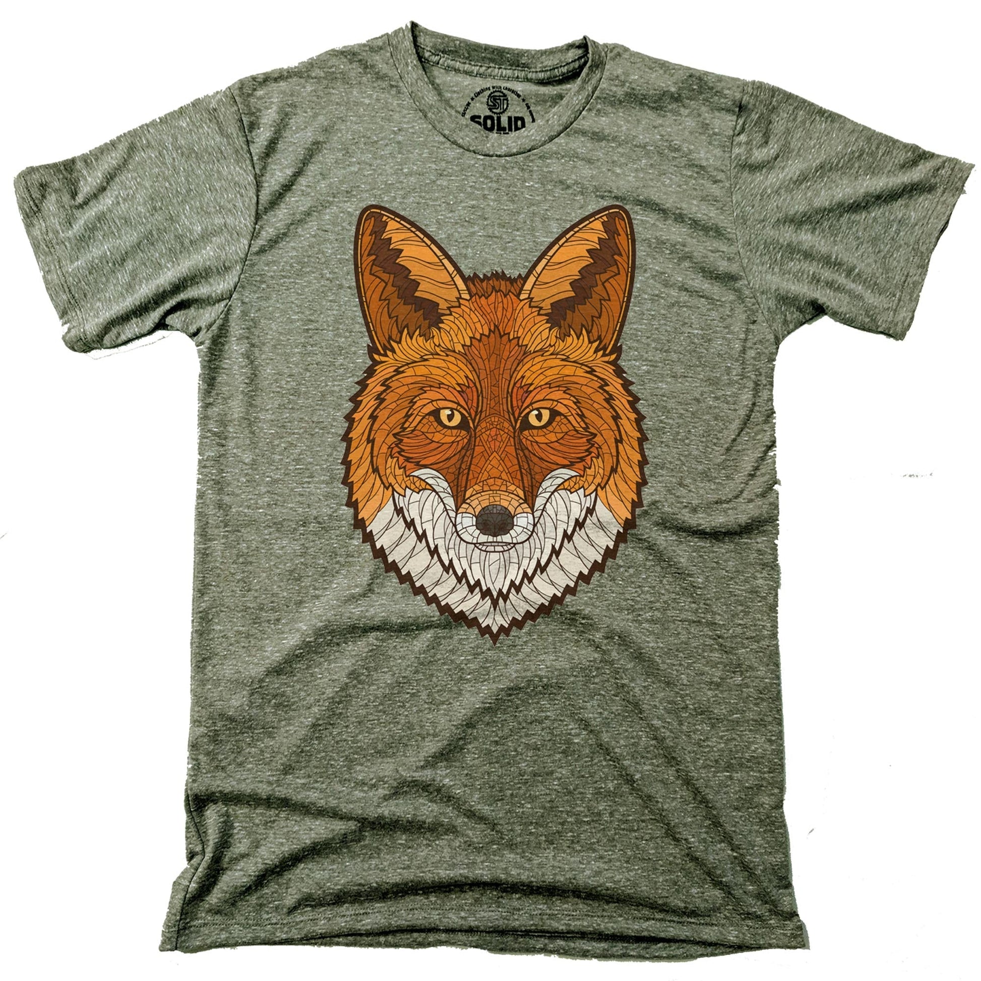 Men's Geometric-Fox Artistic Graphic T-Shirt | Cool Animal Nature  Tee | Solid Threads