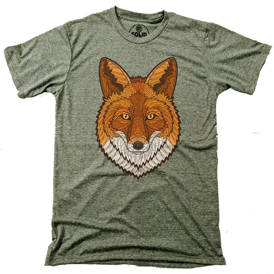 Men's Geometric-Fox Artistic Graphic T-Shirt | Cool Animal Nature  Tee | Solid Threads