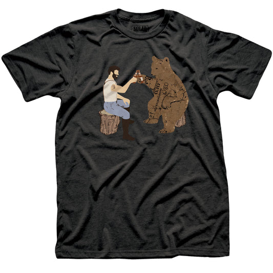 Men's Having-A-Bear Funny Graphic T-Shirt | Cool Beer Drinking  Tee | Solid Threads