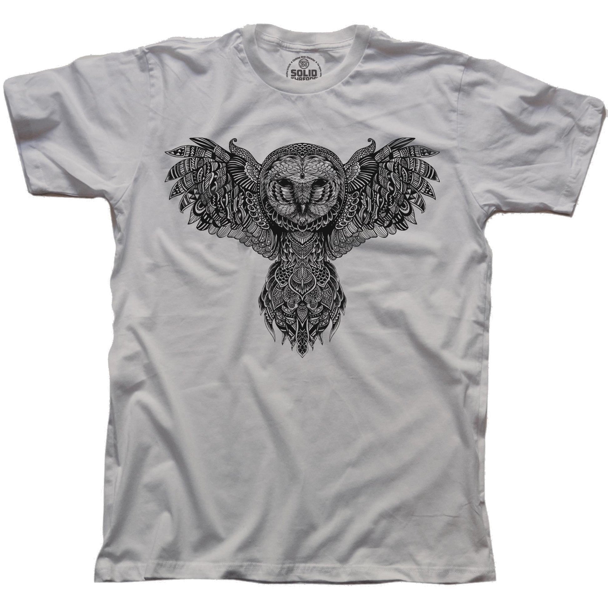 Men's Majestic-Owl Artistic Graphic T-Shirt | Cool Bird Art  Tee | Solid Threads