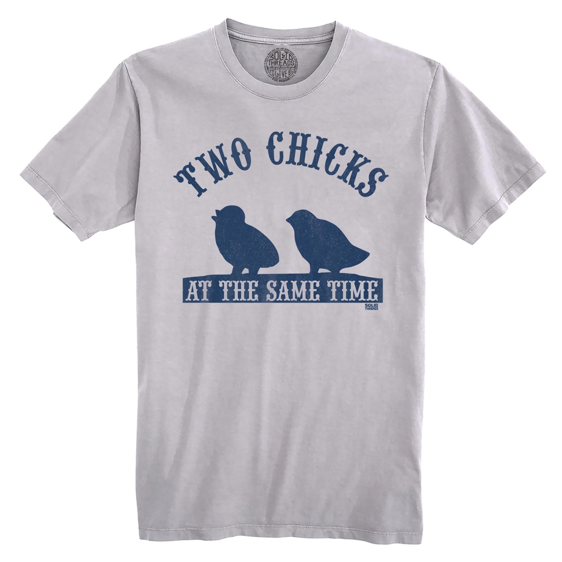 Two Chicks At The Same Time Vintage Organic Cotton T-shirt | Funny Playboy   Tee | Solid Threads