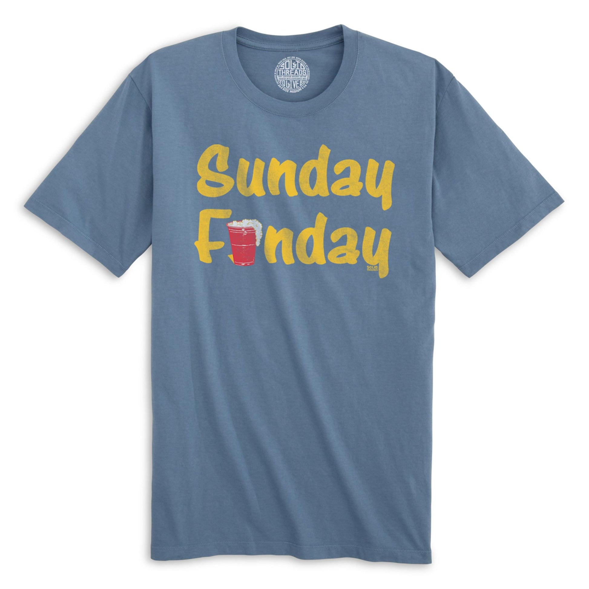 Sunday Funday Vintage Organic Cotton T-shirt | Funny Drinking   Tee | Solid Threads