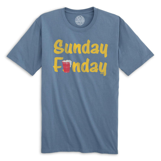 Sunday Funday Vintage Organic Cotton T-shirt | Funny Drinking   Tee | Solid Threads
