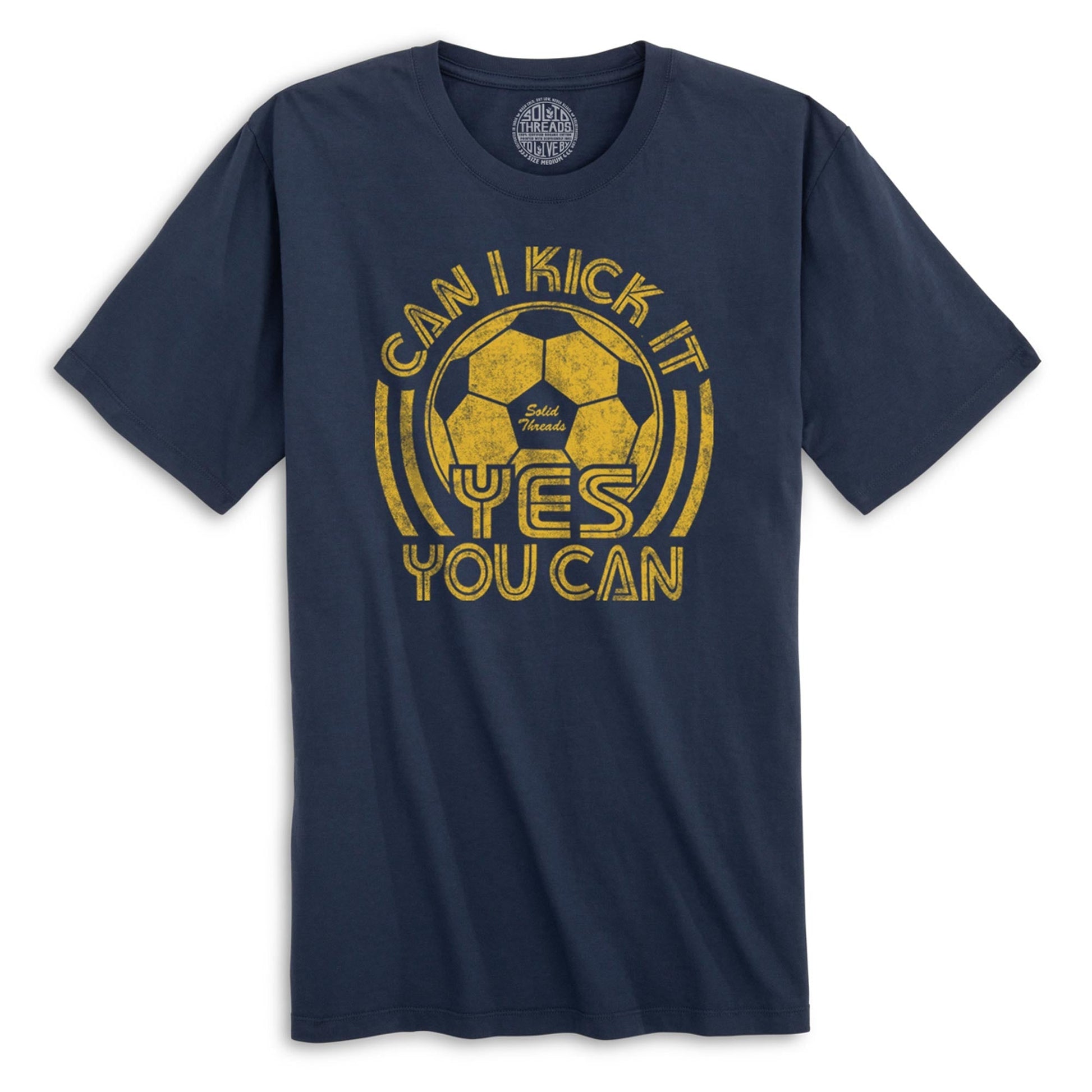 Can I Kick It Yes You Can Vintage Organic Cotton T-shirt | Funny Soccer Music  Tee | Solid Threads