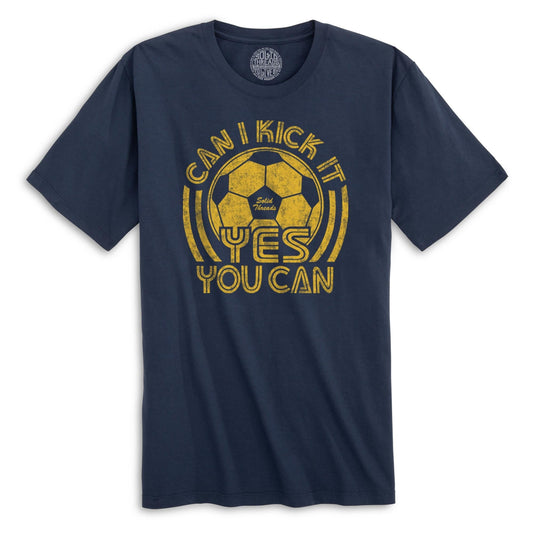 Can I Kick It Yes You Can Vintage Organic Cotton T-shirt | Funny Soccer Music  Tee | Solid Threads