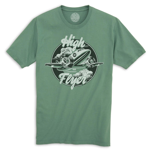 High Flyer Vintage Organic Cotton T-shirt | Funny Marijuana   Tee | Solid Threads
