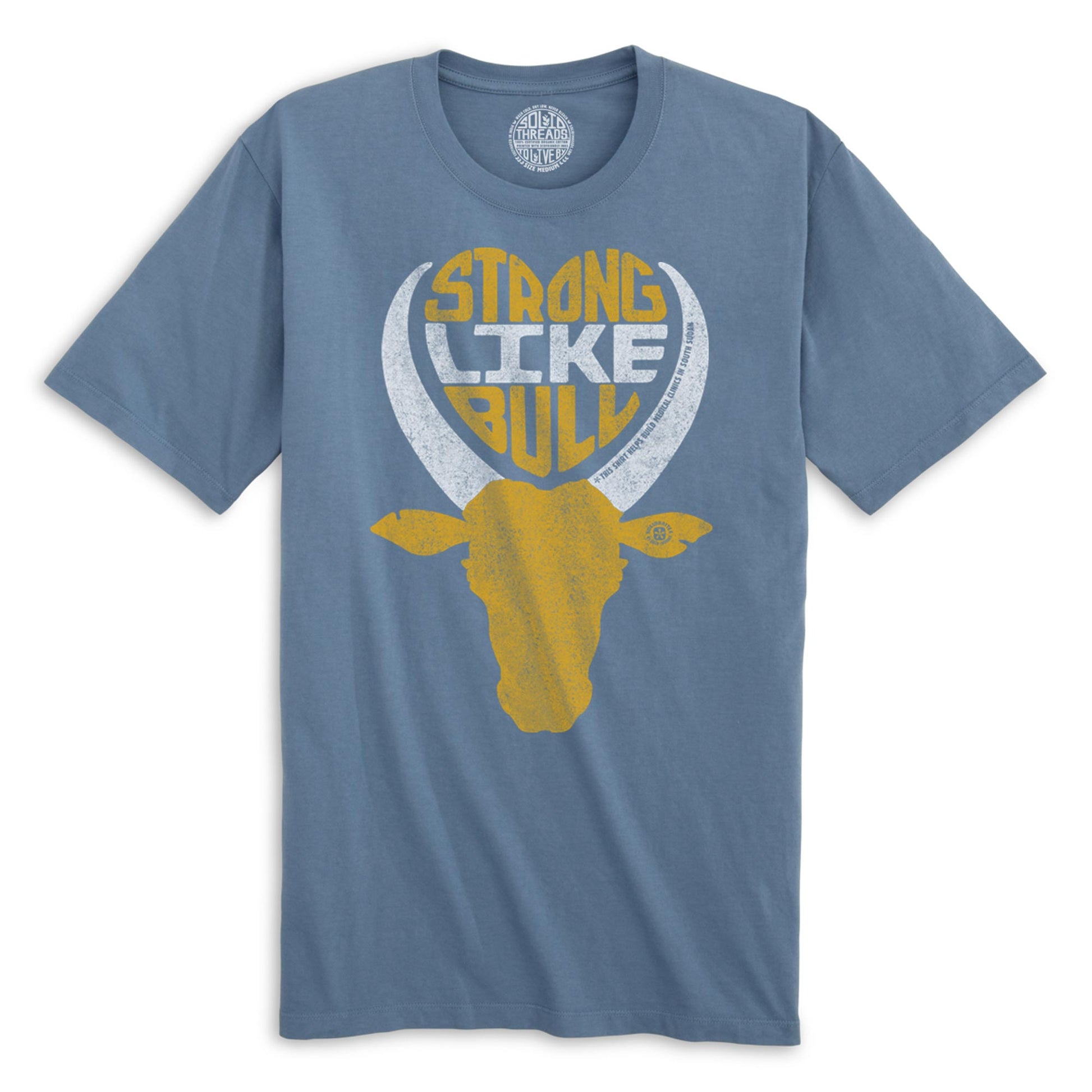 Strong Like Bull | Supports World Health Cool Organic Cotton T-shirt | Vintage 80s Movie  Tee | Solid Threads