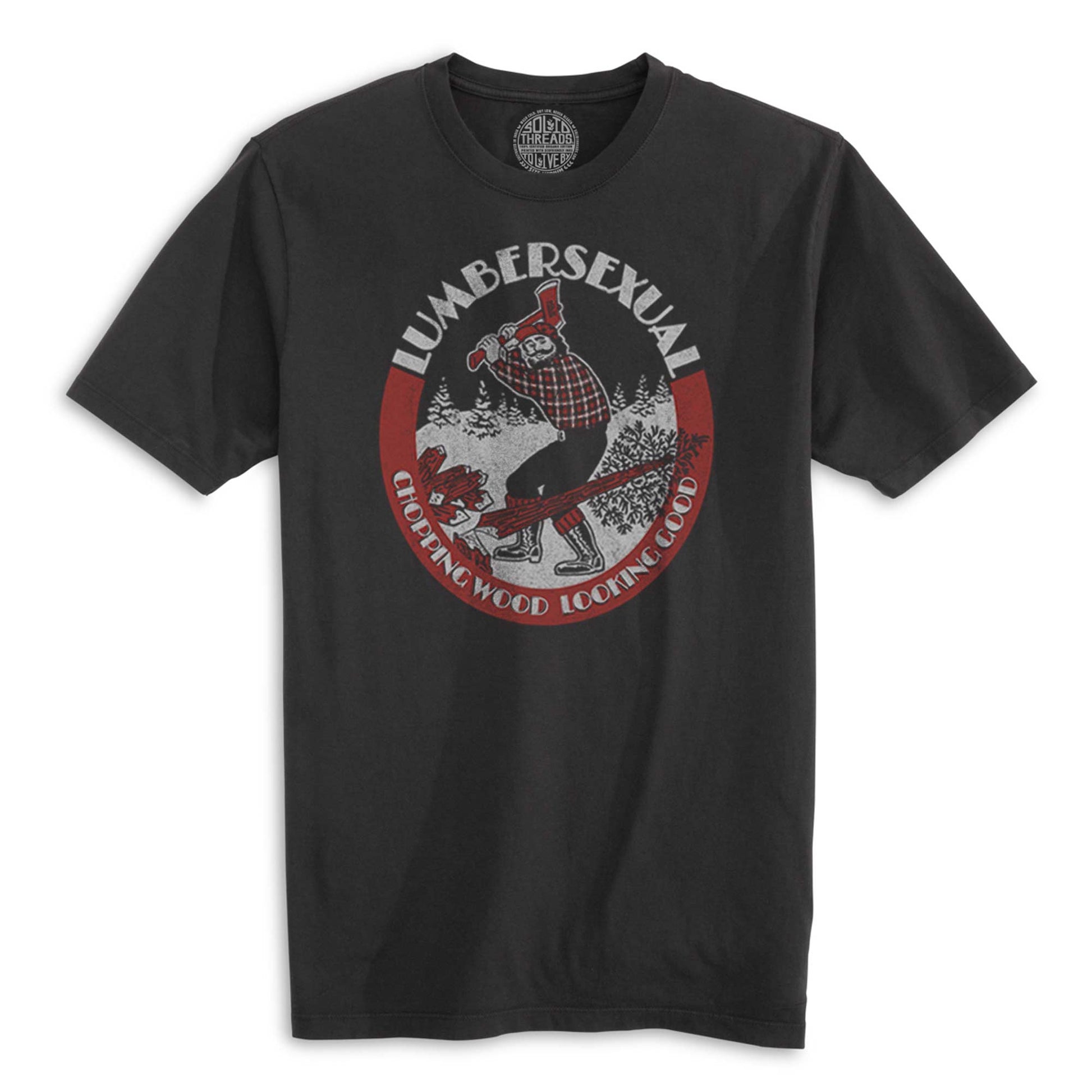 Lumbersexual Chopping Wood Looking Good Vintage Organic Cotton T-shirt | Funny Lumberjack   Tee | Solid Threads
