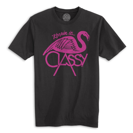 Keepin' It...Classy Vintage Organic Cotton T-shirt | Funny Flamingo   Tee | Solid Threads