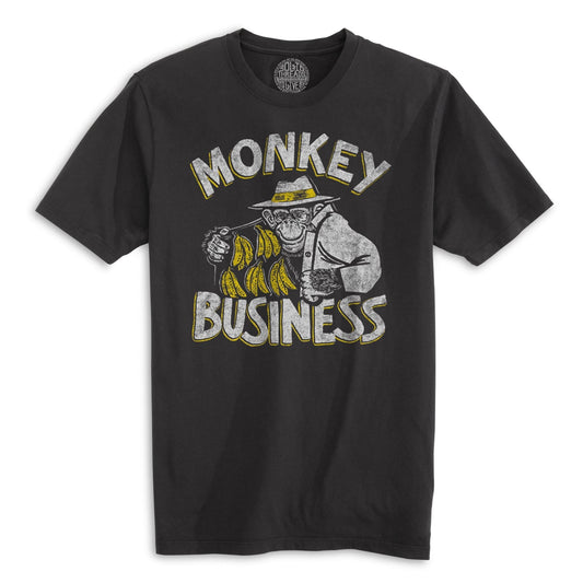 Monkey Business Vintage Organic Cotton T-shirt | Funny Animal Pun  Tee | Solid Threads