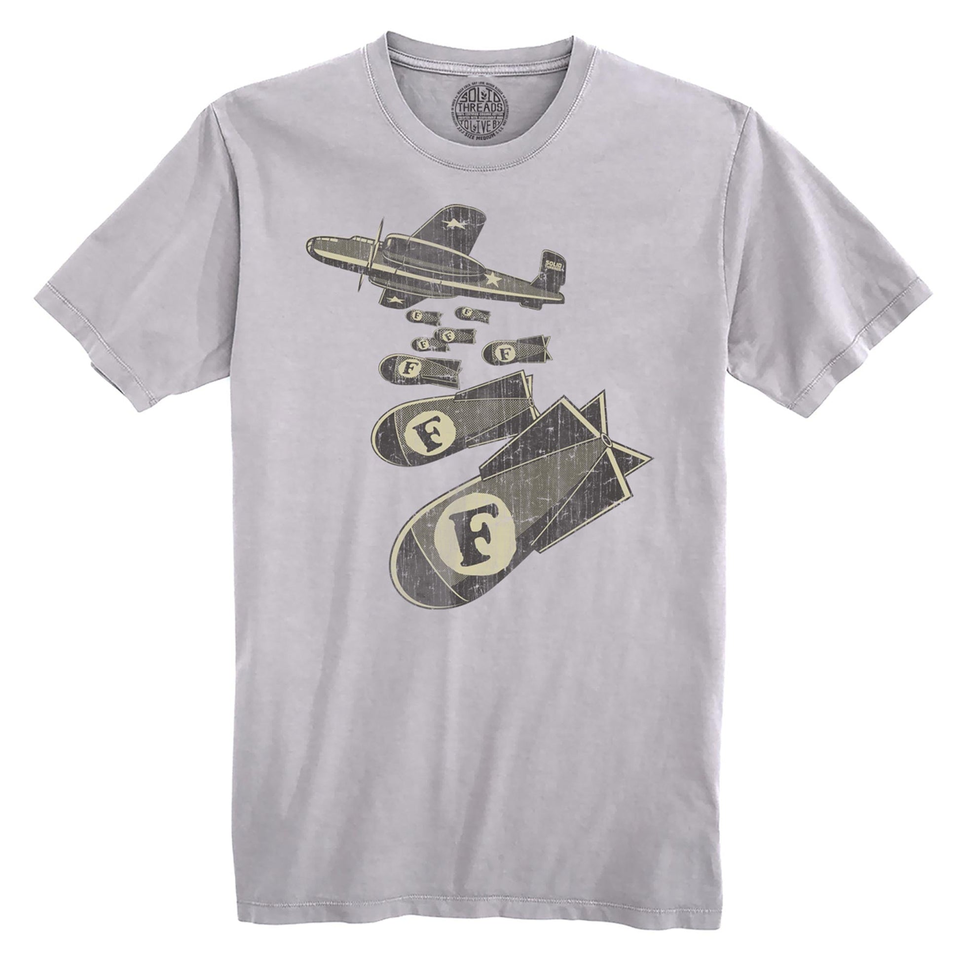 F Bombs Funny Organic Cotton T-shirt | Vintage Swearing Pun Tee | Solid Threads