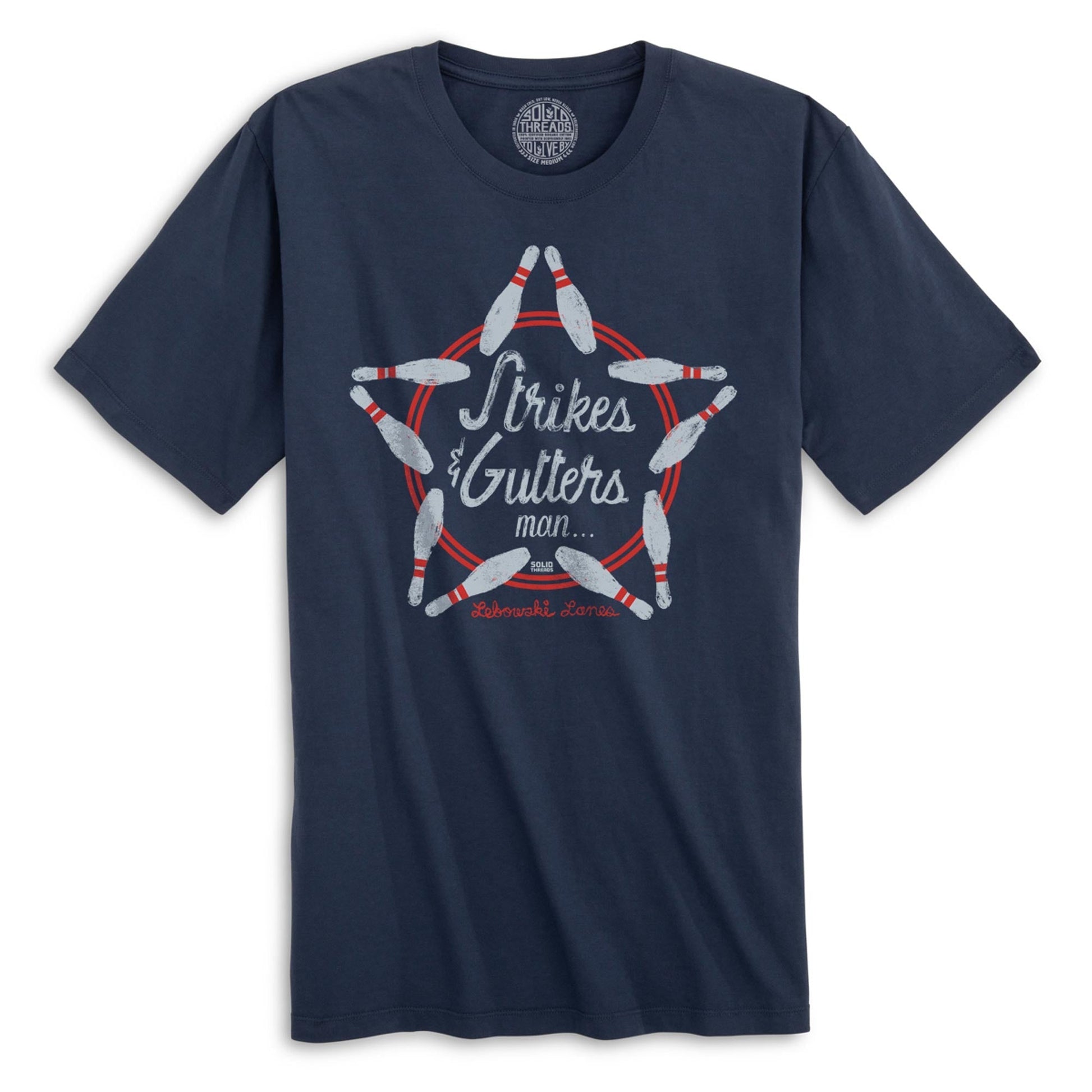 Strikes & Gutters Vintage Organic Cotton T-shirt | Funny Big Lebowski  Tee | Solid Threads