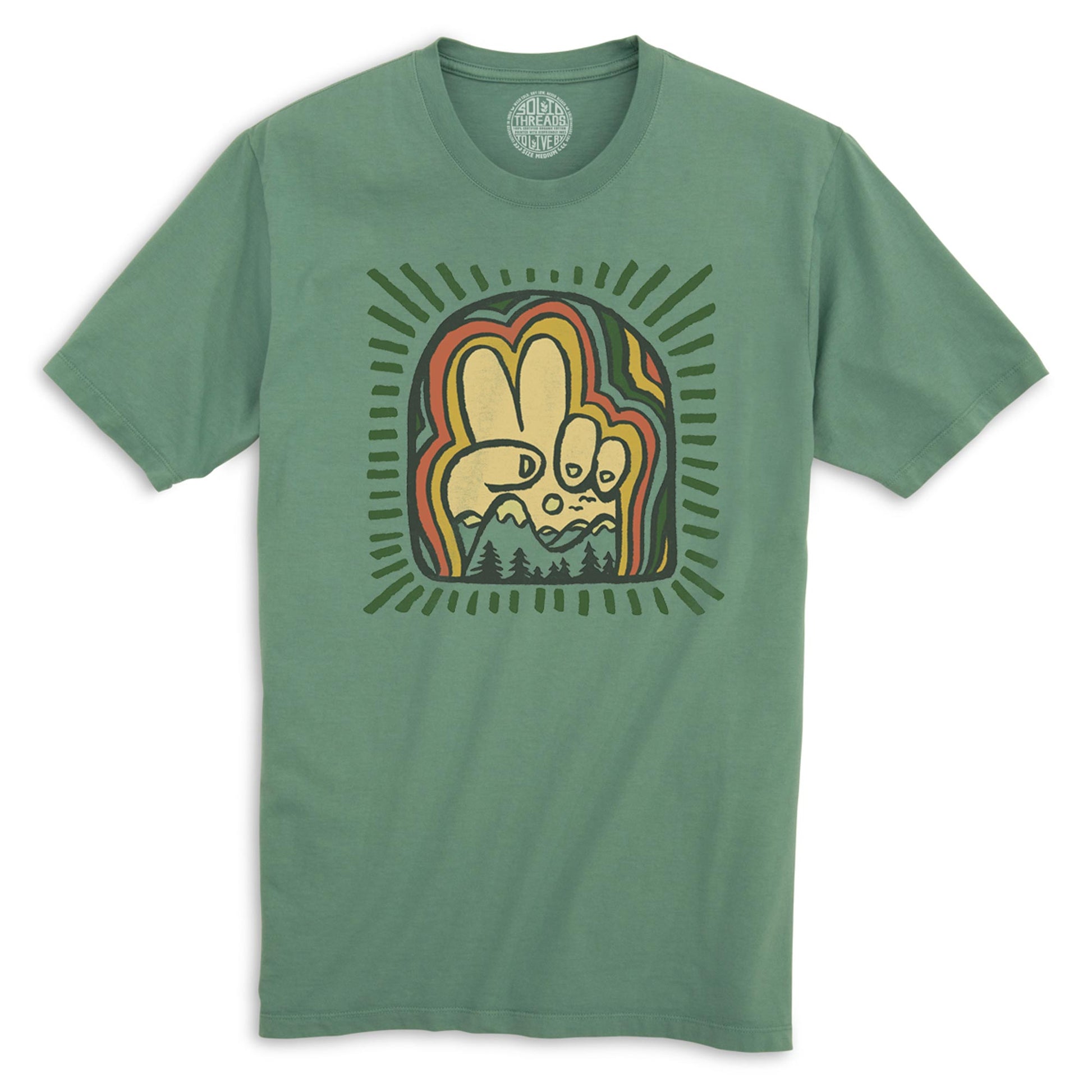 Men's Peace Mountains Cool Artsy Scenery Graphic Tee | Retro Nature Triblend T-Shirt | SOLID THREADS