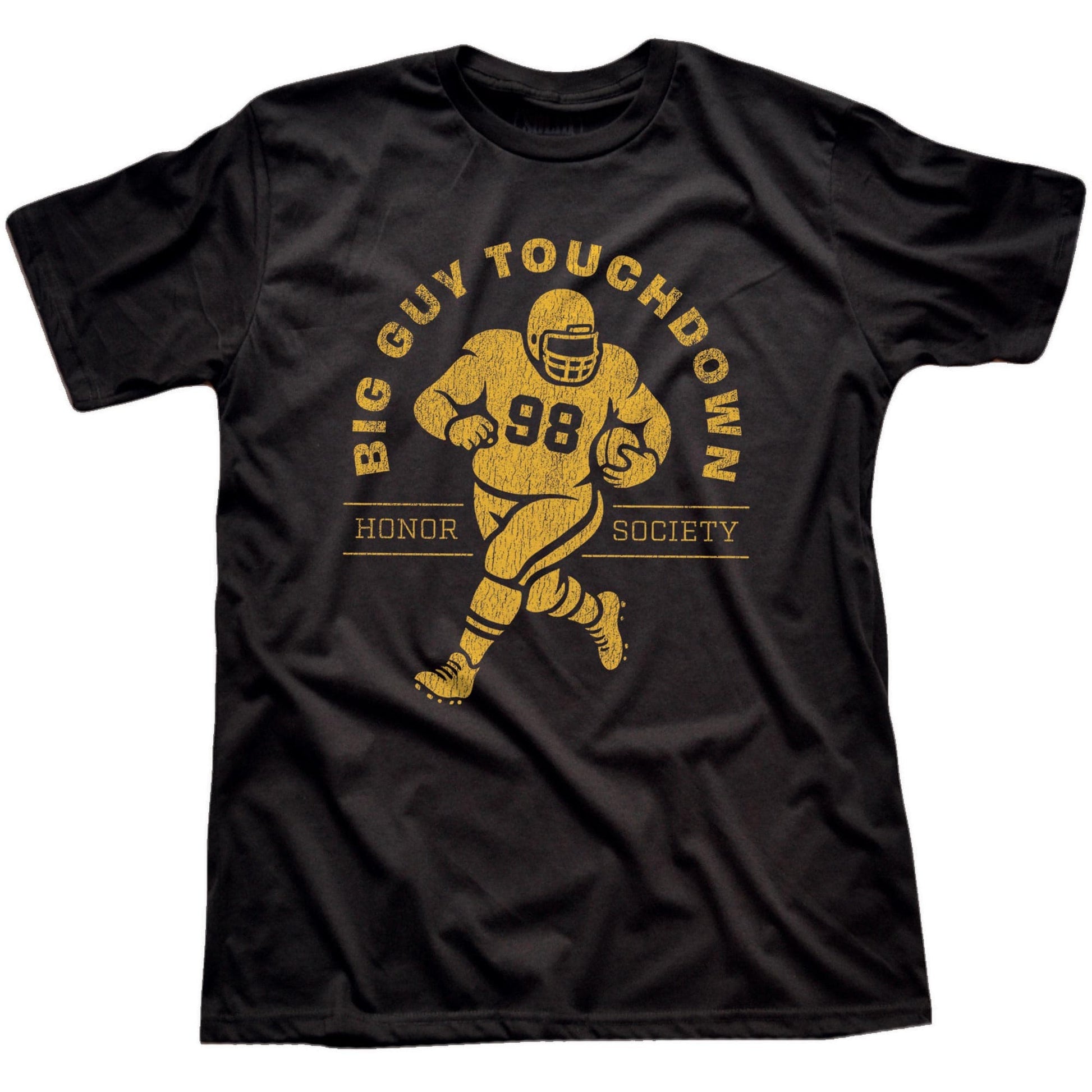 Men's Big Guy Touchdown Honor Society Cool Football Signature T-Shirt in Black   Fit Attributes