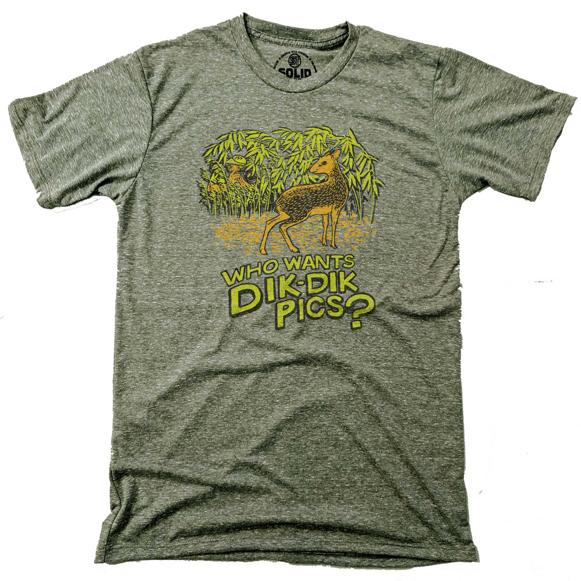 Men's Who Wants Dik Dik Pics Vintage Graphic T-Shirt | Funny Animal Tee | Solid Threads