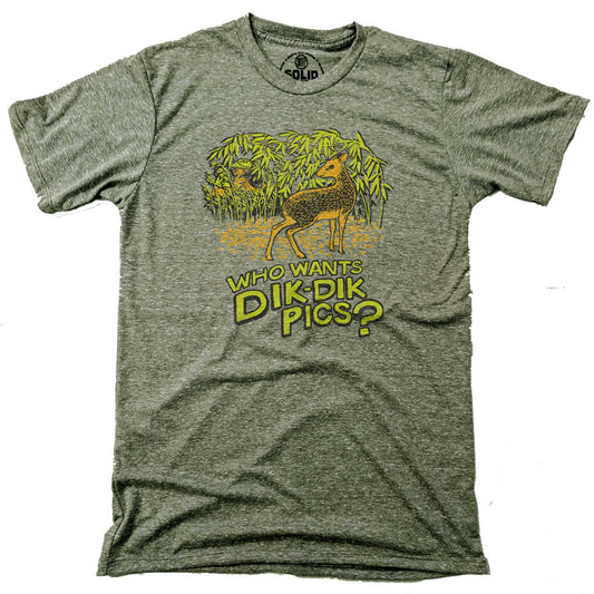 Men's Who Wants Dik Dik Pics Vintage Graphic T-Shirt | Funny Animal Tee | Solid Threads