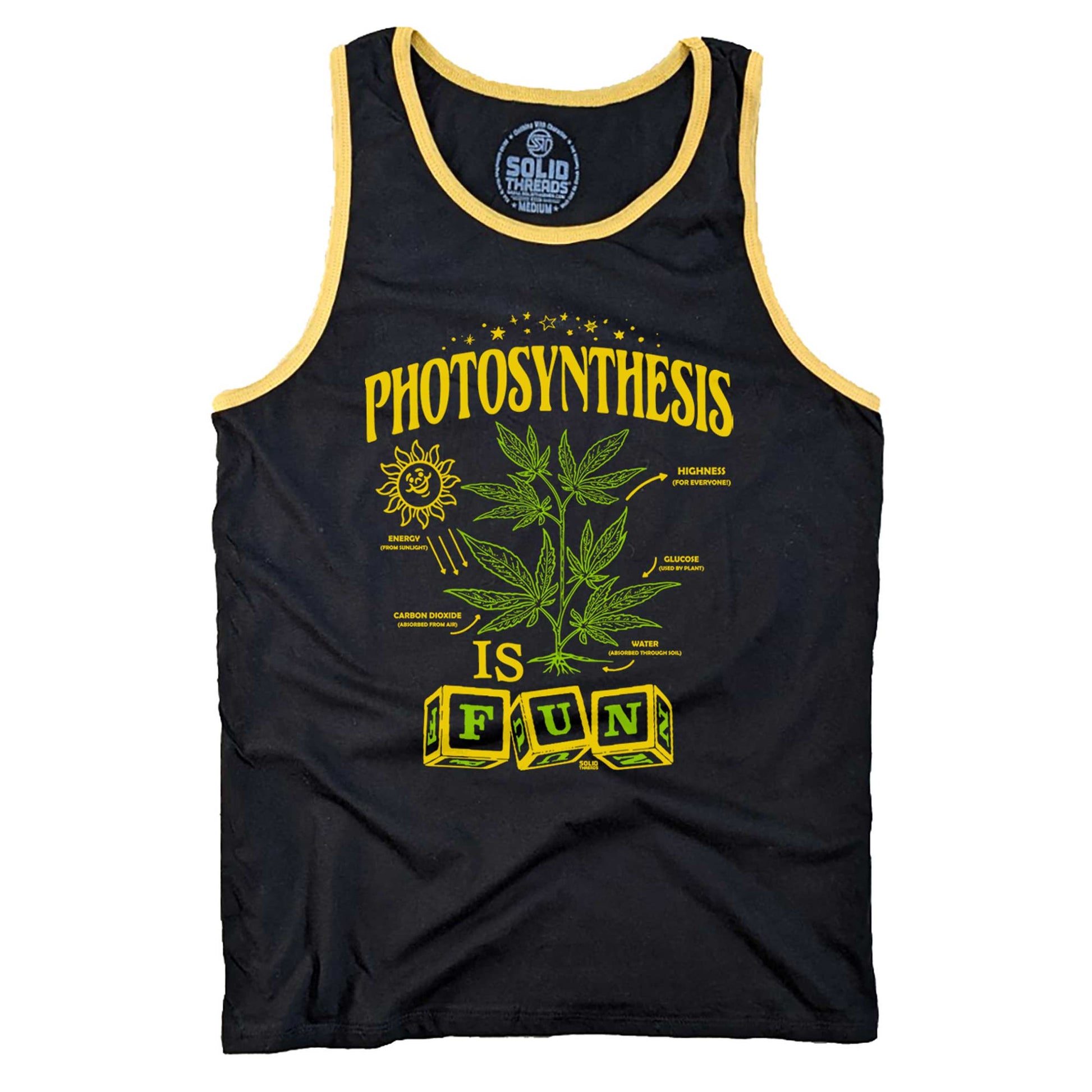 Men's Photosynthesis is Fun Vintage Graphic Tank Top | Funny Marijuana T-shirt | Solid Threads