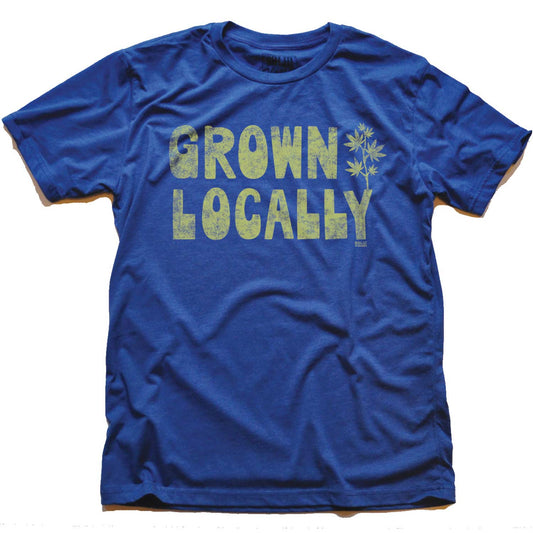 Men's Ganja Groan Locally Vintage Graphic Tee | Retro Marijuana Blue T-Shirt | Solid Threads