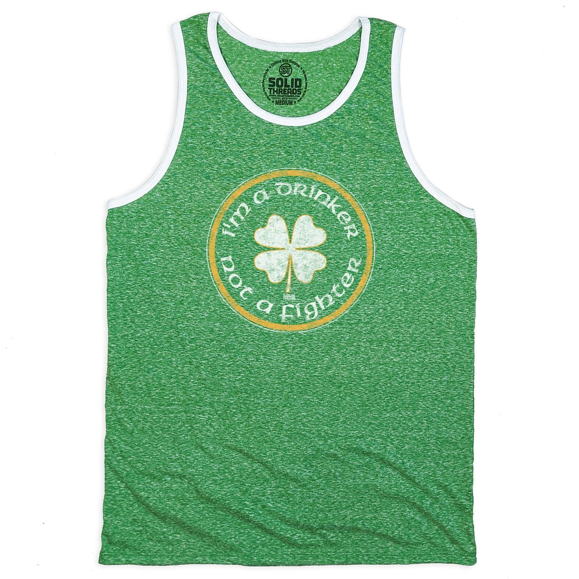 Men's I'm a Drinker Not a Fighter Graphic Tank Top | Funny Drinking Sleeveless Shirt | Solid Threads