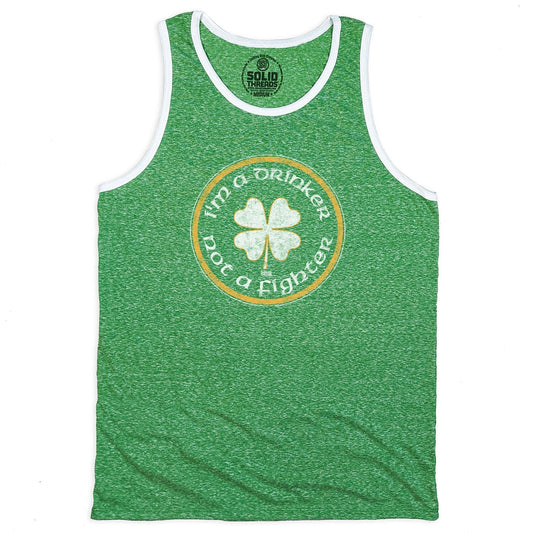 Men's I'm a Drinker Not a Fighter Graphic Tank Top | Funny Drinking Sleeveless Shirt | Solid Threads