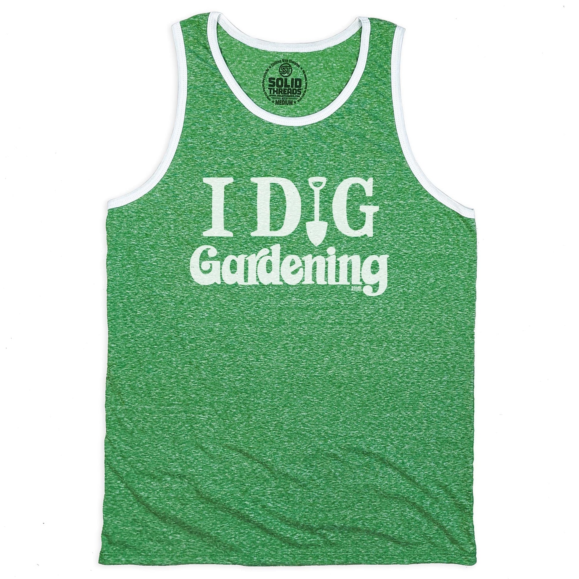 Men's I Dig Gardening Vintage Graphic Tank Top | Retro Garden T-shirt | Solid Threads